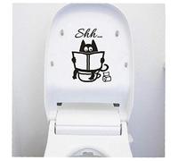 Autocollant De Toilette Creative Shh Siège De Toilette Autocollants en Vinyle Amovible À Laver Salle De Bain Porte Étanche Stickers Panda Sticker WC Décoration 1pc