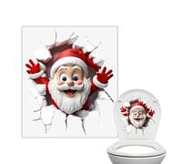 Autocollant De Toilette De Noël-autocollant Mural Amusant Et Étanche Du Père Noël, Décoration De Salle De Bain Auto-adhésive | Décoration De Vacances Au Design Révolutionnaire Pour La Maison, La Chamb