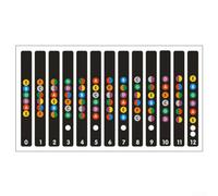 Autocollant de touche basse avec diagramme de notes Aide à l'apprentissage pour guitare débutant 24 frettes Transparent (noir)