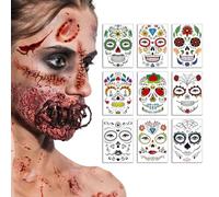 Autocollant de visage temporaire, autocollant temporaire d'Halloween, autocollant de maquillage temporaire créatif, Maquillage créatif Blague Faux cicatrisant, autocollants pour les visages drôles