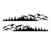 Autocollant De Voiture Automatique Autocollant Arbre Montagne Forêt Autocollant Corps Pull Fleur Vinyle Décoration De Carrosserie De Voiture Autocollant Pare-chocs Porte Kayak Stickers, Noir 2pcs