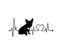Autocollant De Voiture, Bouledogue Français Battement De Coeur Voiture Pare-Chocs Fenêtre Autocollant Réfléchissant Décoratif Autocollant Noir