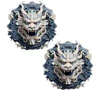 Autocollant De Voiture De Dragon 3d, Décalcomanies De Voiture De Tête De Dragon En Porcelaine Bleue Blanche, Décalcomanies De Bouchon De Réservoir De Carburant Auto-adhésives Pour De Camion De