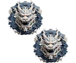 Autocollant De Voiture De Dragon 3d, Décalcomanies De Voiture De Tête De Dragon En Porcelaine Bleue Blanche, Décalcomanies De Bouchon De Réservoir De Carburant Auto-adhésives Pour De Camion De