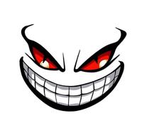 Autocollant de voiture - diable imperméable, autocollant de voiture | Imperméable Devil sourire voiture autocollant décoratif taille moyenne 6 pouces longueur 0.05 Lbs poids noir vinyle voiture