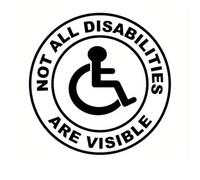 Autocollant de voiture « Not All Disabilities Are Visible » - Noir, blanc, multicolore - Autocollant en vinyle de sensibilisation au handicap pour voitures, ordinateurs portables et fenêtres (noir)