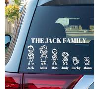Autocollant de voiture personnalisé, Famille Voiture Autocollant Décalcomanies, bâton Figure ma Famille autocollantde Voiture, pour Vélo, Casque, Pelle à Roue, Planches à roulettes, Voiture, Moto
