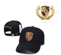 Autocollant de voiture pour Porsche 6.3x5cm Avec 1 Casquette de Baseball Chapeau brodé Porsche Noir