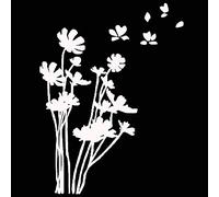 Autocollant de voiture résistant à l'eau, résistant à la décoloration et aux rayons du soleil, belles fleurs pour carrosserie, fenêtre, autocollant réfléchissant - Blanc