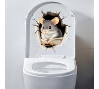 Autocollant décoratif en forme de livre de lecture avec effet 3D pour couvercle de toilette Motif souris Gris