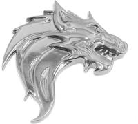 Autocollant décoratif en forme de tête de loup en métal Badge Emblème pour Voiture Argenté
