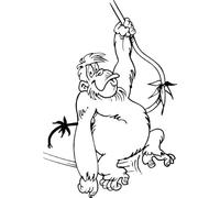 Autocollant Décoratif Gorille 102 Noir Mat, Style Cartoon 15 cm