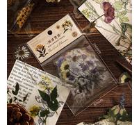 Autocollant Décoratif Washi Rétro, 40 Pièces, Fleurs, Pour Scrapbooking, Journal, Esthétique, Botanique, Adhésif Étanche