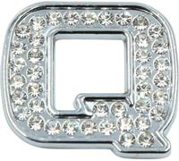 Autocollant Décoration 3D argent Chrome Métal Lettre Q Formé voiture Emblème