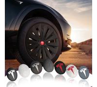 Autocollant d'emblème de capuchons de moyeu central de roue de voiture de 56mm, 4 pièces, pour Tesla modèle Y juniper modèle 3 bobine des hautes terres Mod WYE K80 SpaceX Invader black silver-Sticker