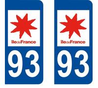 Autocollant Departement 93 - Seine Saint Denis -X2-