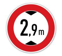 Autocollant : diamètre 200 mm, 1 pièce - Hauteur de passage maximale/interdiction pour les véhicules trop hauts - 2,9 m - m - Certifié StVO Z-265
