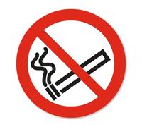 Autocollant d'interdiction P002 Interdiction de fumer selon la norme DIN EN ISO 7010 I Non-fumeurs I Avertissement I Ø 10 cm I Résistant aux UV et aux intempéries I hin792