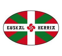 Autocollant Drapeau Basque Euskal Herria sticker ovale - Taille : 17 cm
