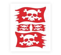Autocollant Drapeau pirate rouge 14 x 16 cm