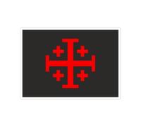 Autocollant drapeau sticker grande taille a4 croix jerusalem templier