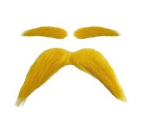 Autocollant drôle de moustache jaune - Accessoire de costume auto-adhésif pour fêtes de vacances, le cosplay, spectacles sur scène, événements de feu de d'automne, festivals,