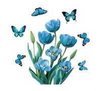 Autocollant Électrostatique Tulipe Bleue Double Face 30x40cm | Double face électrostatique, adhésion pour colle, réutilisable, pour facile à retirer, ne laisse pas de traces