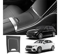 Autocollant en Cuir du Panneau de la Console Centrale Kit de Housse de Décoration Intérieure pour Mercedes-Benz GLC Class X254 GLC260 GLC300 GLC300e AMG GLC 43 Coupe 2023 2024 Accessoires(Black)