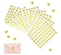 Autocollant en Forme de Coeur Sticker Auto-adhésif Emballage Enveloppe Cadeau Carte Décoration pour Saint-Valentin Anniversaire Mariage Couple Amoureux (Doré)