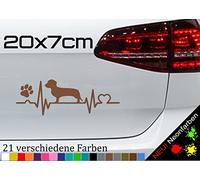 Autocollant en forme de crâne de c ur - Teckel - Pour chien de chasse - 20 x 7 cm - 21 couleurs