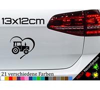 Autocollant en forme de cœur pour tracteur agriculteur Trekker Tracteur JDM Love Bulldog 13 x 12 cm en 21 couleurs