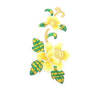 Autocollant en tissu floral, patch brodé, décoration DIY, accessoires artisanaux pour vêtements, à coudre, à repasser, pour vêtements, foulards, sacs, décoration d'intérieur, (Jaune)