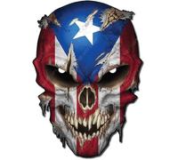 Autocollant en vinyle 3M avec motif tête de mort du drapeau du pays de Porto Rico avec yeux réfléchissants pour voitures, camions, logo étoilé - Sans danger pour la peinture de véhicule