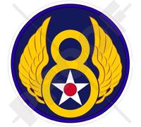 Autocollant en vinyle avec emblème US US AF 8th AF SAC, USAAF Huitième Airforce de la Seconde Guerre mondiale, US American 3,2" (80 mm)