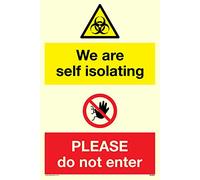 Autocollant en vinyle avec inscription « We are self-isolating Please do not enter ».