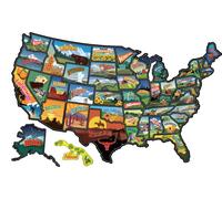 Autocollant en vinyle carte des États-Unis avec drapeau de chaque État pour road trip en camping-car et caravane, imperméable, protection UV, pour vitres, portières ou murs (populaire)