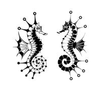 Autocollant en vinyle Couple Hippocampe Océan Animaux marins 54x60,3 cm Sélection multicolore Grand Noir