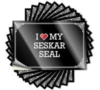 Autocollant en vinyle durable et confortable à appliquer pour bouteille de salle de bain - Inscription « I Love My Seskar » - 8 x 12 cm