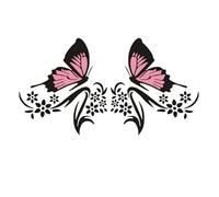 Autocollant En Vinyle Floral Papillon Noir Rose, Étiquette Étanche Pour Voiture, Ordinateur Portable, Bouteille D'eau, Décor Quotidien