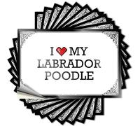 Autocollant en vinyle imperméable pour décoration de chambre de campagne | I Love My Labrador caniche pour projets de pêche et bricolage (6 x 9 cm)