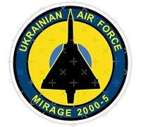 Autocollant en vinyle Mirage 2000 Ukraine, Dassault Aviation Mirage 2000-5 Ukrainian Air Force Silhouette Roundel 90 mm