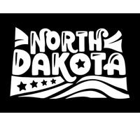 Autocollant en vinyle motif étoiles et rayures du Dakota du Nord | Blanc | Fabriqué aux États-Unis par Foxtail Decals | Pour fenêtres de voiture, tablettes, ordinateurs portables, bouteilles d'eau,