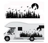 Autocollant en vinyle motif forêt de pins, caravane, camping-car, camping-car, van, remorque(Silver,130cmwidex56cmhigh)