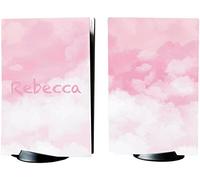 Autocollant en vinyle pour console de jeu PS5 Motif nuage Rose