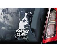 Autocollant en vinyle pour fenêtre de voiture Border Collie on Board - Motif chien berger écossais