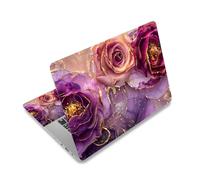 Autocollant en vinyle pour ordinateur portable 12" 13.1" 13.3" 14" 15" 15.4" 15.6" avec 2 repose-poignets inclus, Motif fleurs de marbre, protège-écran amovible et réutilisable, ToLuLu