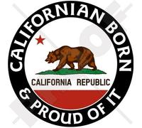 Autocollant en vinyle pour pare-chocs California Born & Proud, USA America 100 mm