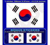 Autocollant en vinyle pour pare-chocs - Drapeau de la Corée du Sud - Daehan Minguk Hanguk - 100 mm - 1 autocollant + 2 bonus