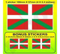 Autocollant en vinyle pour pare-chocs - Drapeau du pays basque EUSKADI Pais Vasco Espagne - 100 mm - 1 + 2 bonus