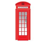Autocollant en vinyle pour porte décoratif avec motif cabine téléphonique anglaise, plusieurs dimensions | Adhésif résistant et facile d'application 75x205cm